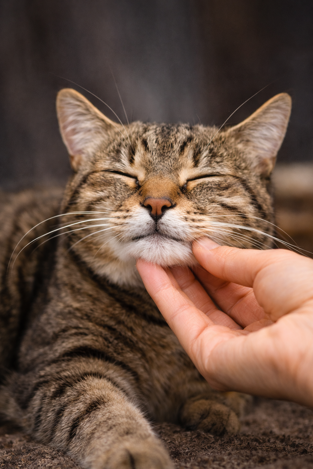 Filhote de Gato Recebendo Carinho no Queixo