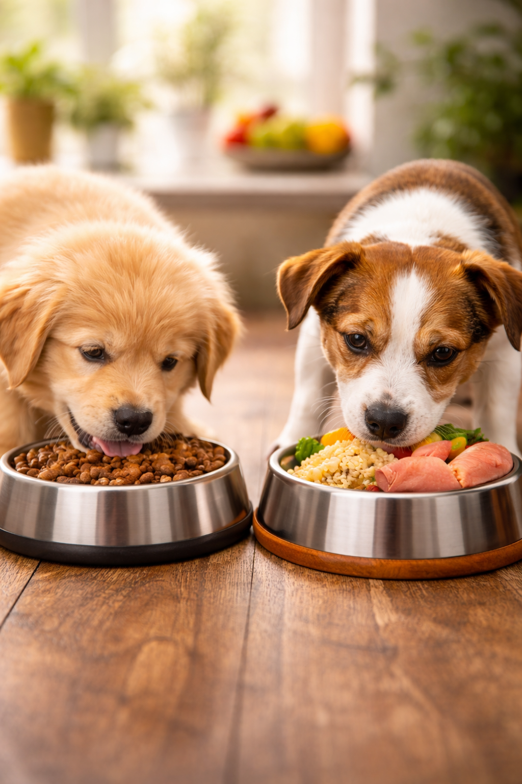 Cachorros comendo ração