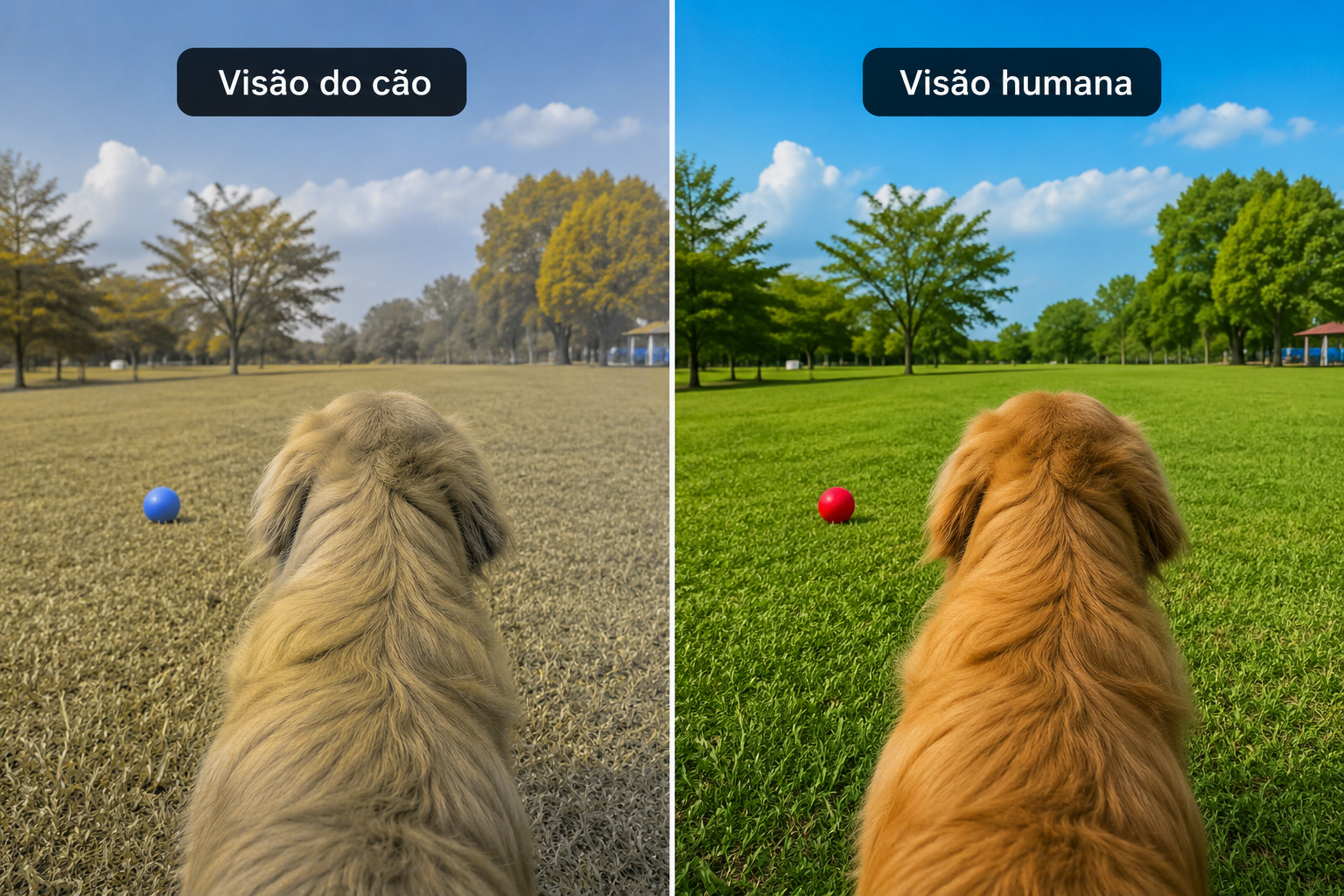 Visão do cachorro comparada com a visão humana.